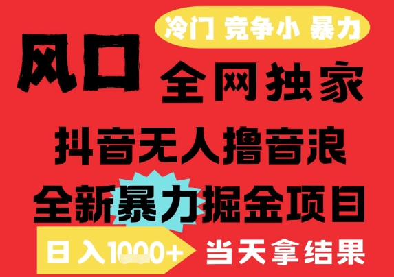 25年6月高爆抖音无人直播最新撸音浪掘金项目，解放双手小白可做，无脑日入1k+，门槛低【揭秘】-网创之家