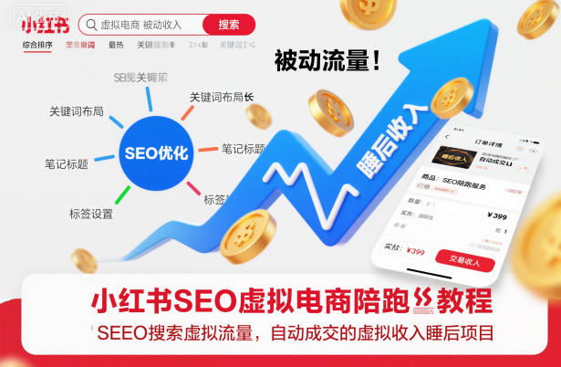 小红书SEO虚拟电商陪跑教程，实现seo搜索被动流量，自动成交的被动收入睡后项目-网创之家