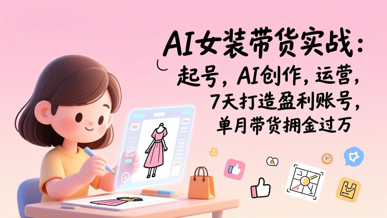 AI女装带货实战：起号，AI创作，运营，7天打造盈利账号，单月带货佣金过万-网创之家