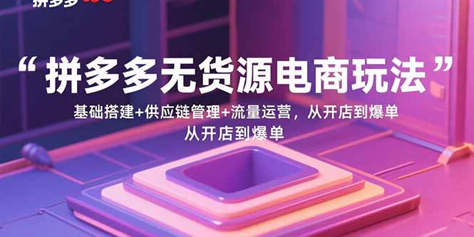 拼多多无货源电商玩法：基础搭建+供应链管理+流量运营，从开店到爆单-网创之家