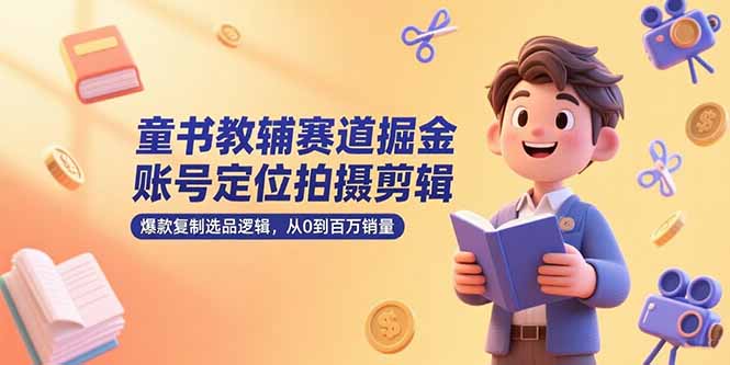 童书教辅赛道掘金，账号定位拍摄剪辑，爆款复制选品逻辑，从0到百万销量-网创之家