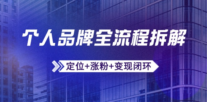 个人品牌全流程拆解：定位+涨粉+变现闭环，微信生态运营与资源整合-网创之家