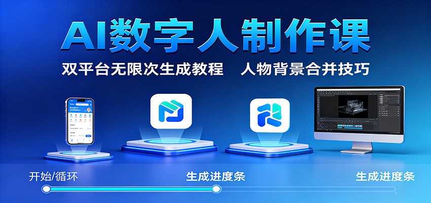 AI数字人制作课：双平台无限次生成教程，人物背景合并技巧-网创之家