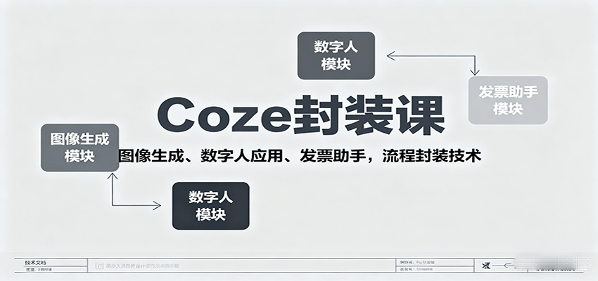 Coze封装课，图像生成、数字人应用、发票助手，流程封装技术-网创之家