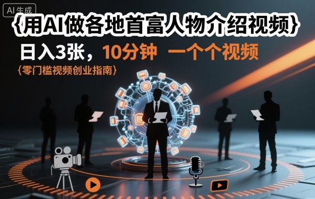 用AI做各地首富人物介绍视频,日入3张,10分钟一个视频-网创之家