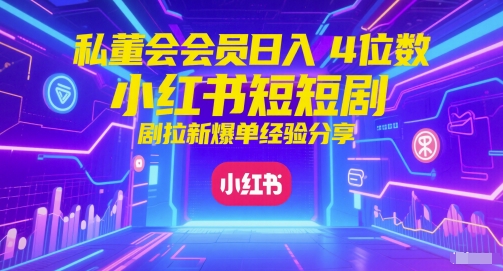 私董会会员日入4位数小红书红果短剧拉新爆单经验分享-网创之家