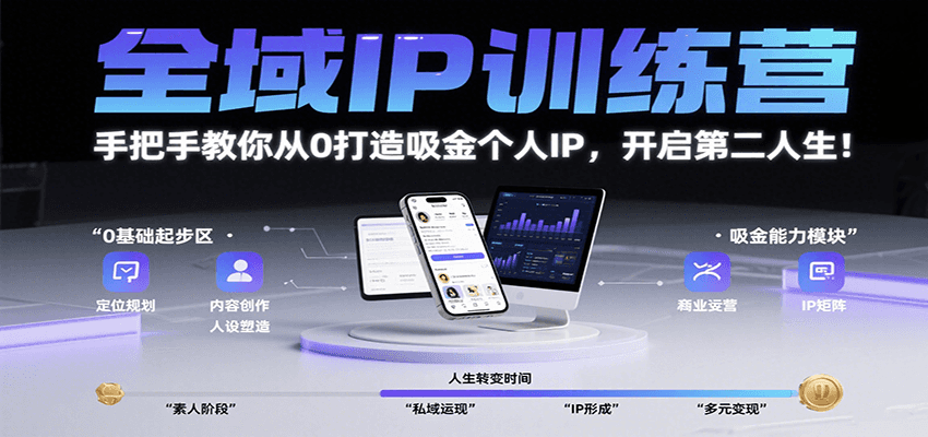 全域IP训练营，手把手教你从0打造吸金个人IP，开启第二人生！-网创之家