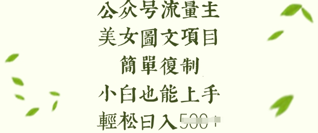 流量主长期收益项目，美女图片简单复制，小白也能上手，轻松日入5张-网创之家