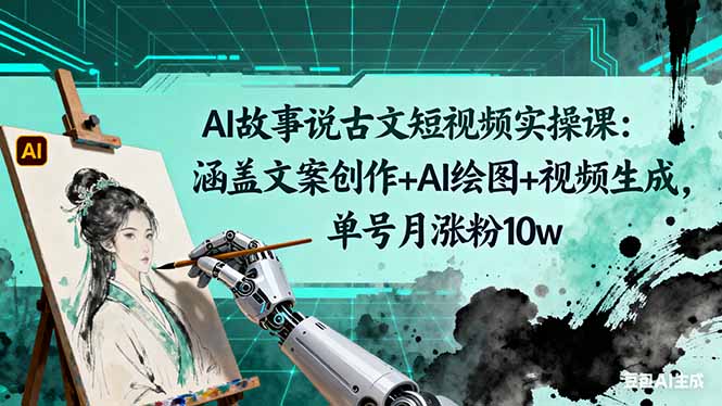 AI故事说古文短视频实操课：涵盖文案创作+AI绘图+视频生成，单号月涨粉10w-网创之家