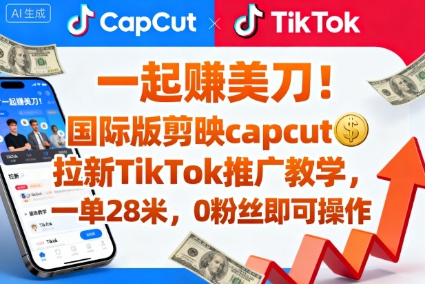 一起賺美刀！国际版剪映capcut拉新TikTok推广教学，一单28米，0粉丝即可操作(附推广入口和教学)-网创之家