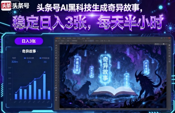 头条号AI黑科技生成奇异故事，稳定日入3张，每天半小时-网创之家