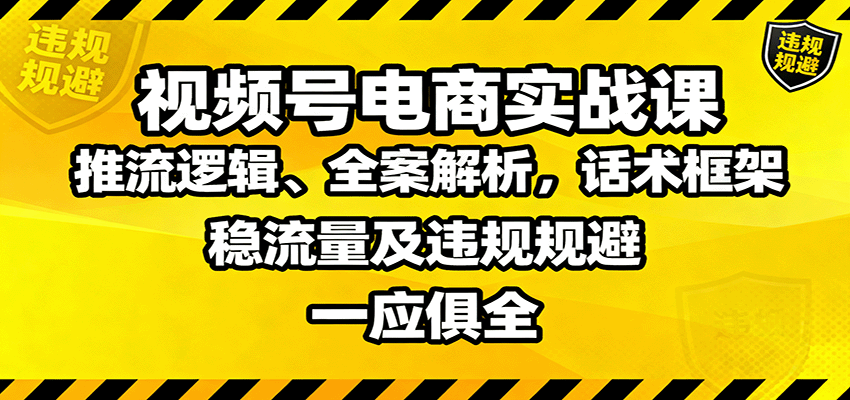 视频号电商实战课：推流逻辑、全案解析，话术框架，稳流量及违规规避等-网创之家