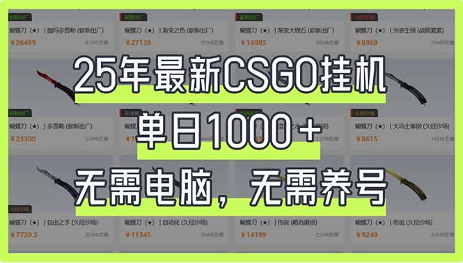 25年最新CSGO挂机系统，单日1000+，无需电脑，无需养号，0基础可上手-网创之家