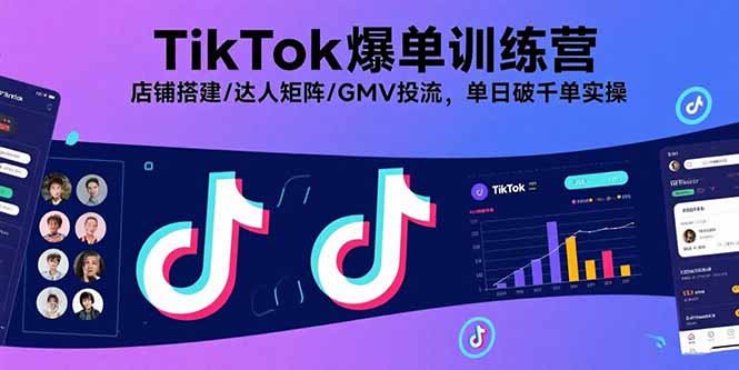 TikTok爆单训练营，店铺搭建/达人矩阵/GMV投流，单日破千单实操-网创之家