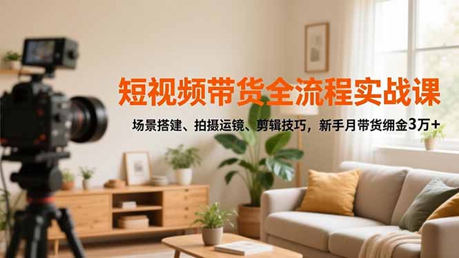 短视频带货全流程实战课，场景搭建、拍摄运镜、剪辑技巧，新手月带货佣金3万+-网创之家