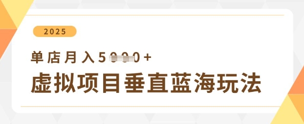 虚拟项目垂直玩法，实现单店月入5k+-网创之家