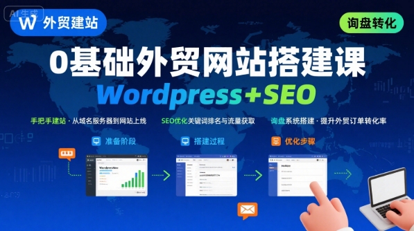 Wordpress外贸建站+SEO优化课程,手把手教你从0到1搭建可获得询盘的外贸网站-网创之家