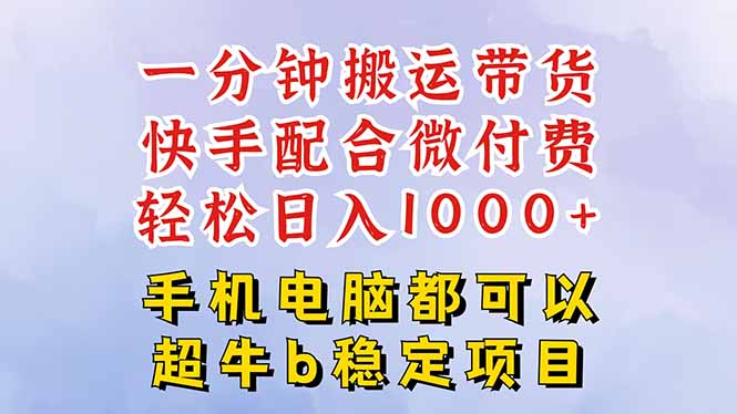快手黑科技一分钟搬运带货，一刀不剪过原创，微付费投流玩法，轻松日入...-网创之家