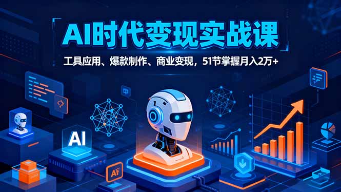 AI时代全场景实战课，工具应用、爆款制作、商业变现，51节掌握月入2万+-网创之家