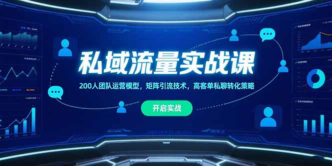 私域流量实战课，200人团队运营模型，矩阵引流技术，高客单私聊转化策略-网创之家