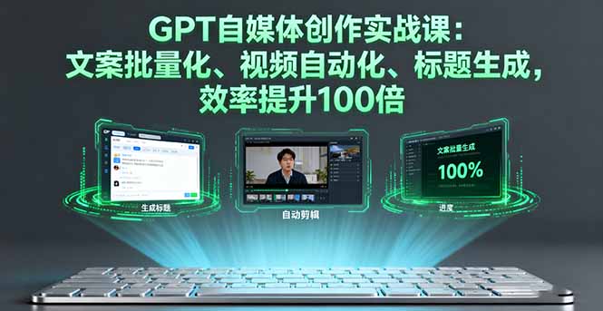 GPT自媒体创作实战课：文案批量化、视频自动化、标题生成，效率提升100倍-网创之家