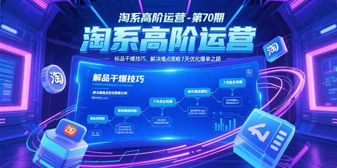 淘系高阶运营-第70期，标品干爆技巧，解决难点策略，大佬操盘方法-网创之家