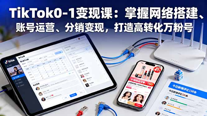 TikTok0-1变现课：掌握网络搭建、账号运营、分销变现，打造高转化万粉号-网创之家