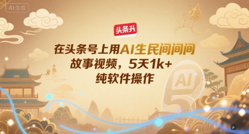 在头条号上用AI生民间故事视频，5天1k+，纯软件操作-网创之家