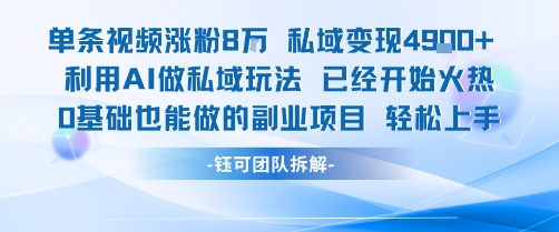 单条视频私域变现4.9k+利用AI做私域玩法 已经开始火热0基础也能做的副业项目轻松上手-网创之家