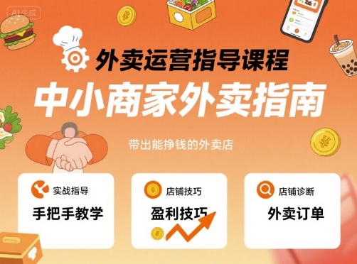 外卖运营指导课程，中小商家外卖指南，手把手带出能挣钱的外卖店-网创之家