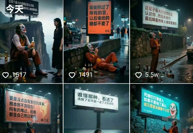 一条视频竟然15W赞!用AI制作小丑自嘲扎心文案视频,当下非常火爆的短视频流量神器