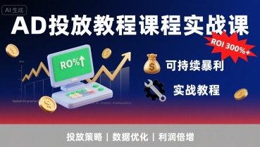 AD投放教程课程实战课，实现广告ROI300%+可持续暴利-网创之家