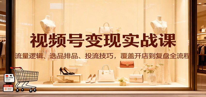 视频号变现实战课：流量逻辑、选品排品、投流技巧，覆盖开店到复盘全流程-网创之家