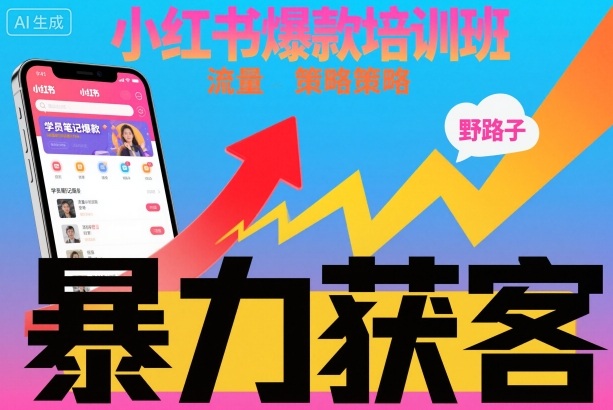 小红书爆款培训班，小红书获客野路子流量打法，暴力持续获客-网创之家