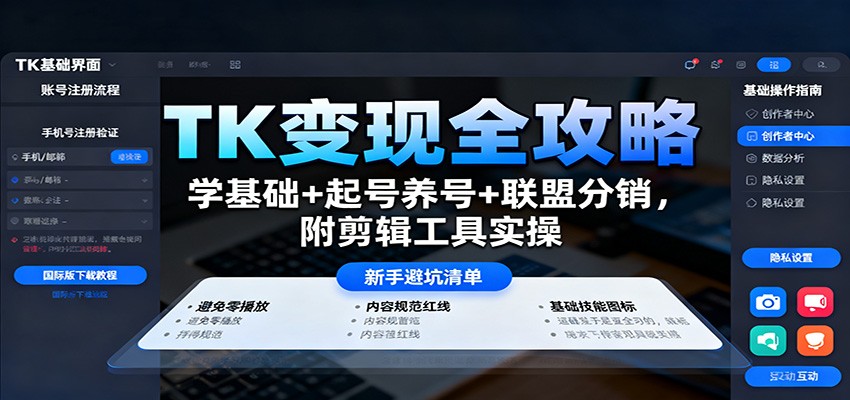 TK变现全攻略：学基础+起号养号+联盟分销，附剪辑工具实操-网创之家
