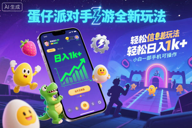 蛋仔派对手游全新玩法，轻松日入1k+，风口信息差玩法，当天见收益，小白一部手机可操作-网创之家