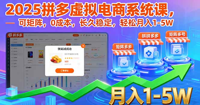 2025拼多多虚拟电商系统课，可矩阵，0成本，长久稳定，轻松月入1-5W-网创之家