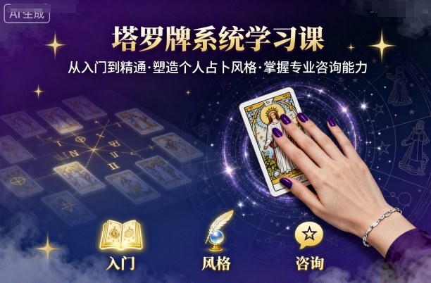 塔罗牌系统学习课，助你从入门到精通，塑造个人占卜风格，掌握专业咨询能力-网创之家