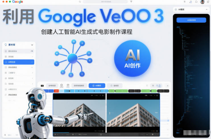 利l用Google Veo 3创建人工智能AI生成式电影制作课程，使用人工智能的力量创建令人惊叹的视频-网创之家