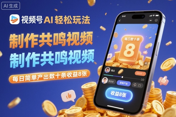 视频号AI轻松玩法，制作共鸣视频，每日简单产出数十条收益8张-网创之家