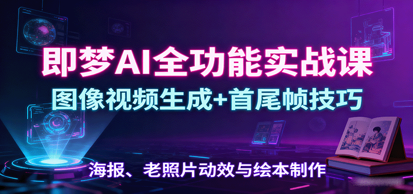 即梦AI全功能实战课：图像视频生成+首尾帧技巧，海报、老照片动效与绘本制作-网创之家