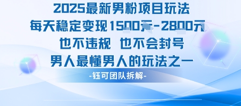 2025最新男粉项目玩法每天变现1k+也不违规也不会封号男人最懂男人的玩法-网创之家