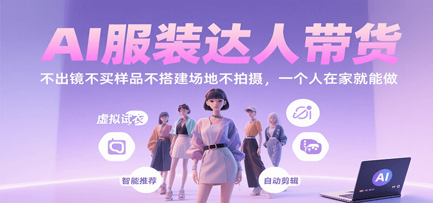 AI服装达人带货，不出镜不买样品不搭建场地不拍摄，一个人在家就能做-网创之家