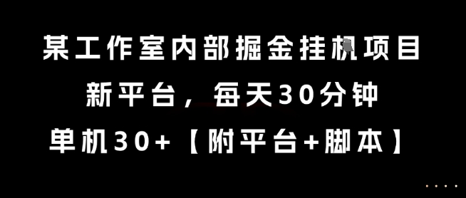 某工作室内部掘金挂G项目，新平台，每天30分钟，单机30+【揭秘】-网创之家