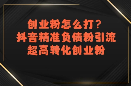 创业粉怎么打？抖音精准负债粉引流，超高转化创业粉-网创之家