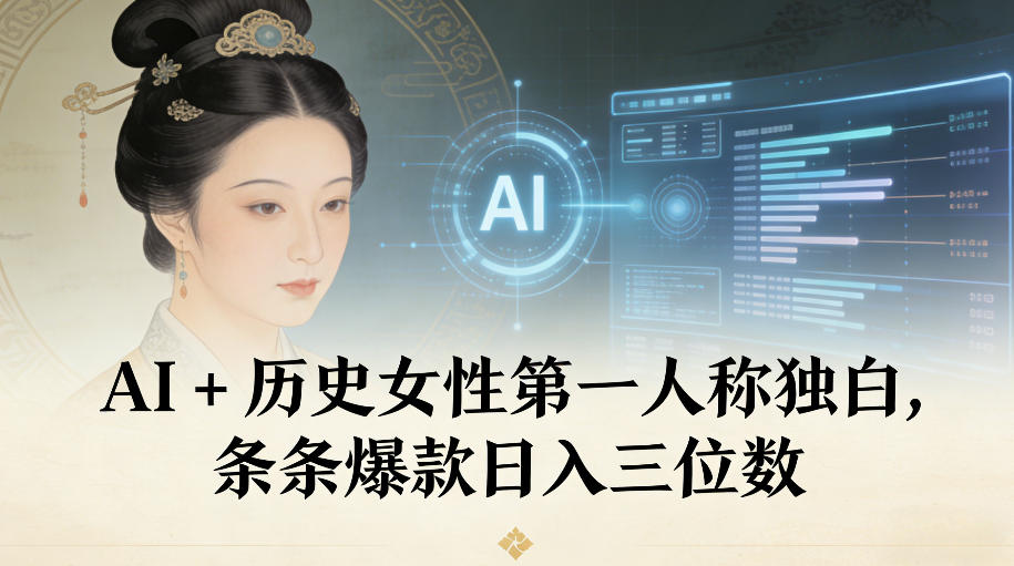 AI+历史女性第一人称独白,条条爆款日入三位数-网创之家