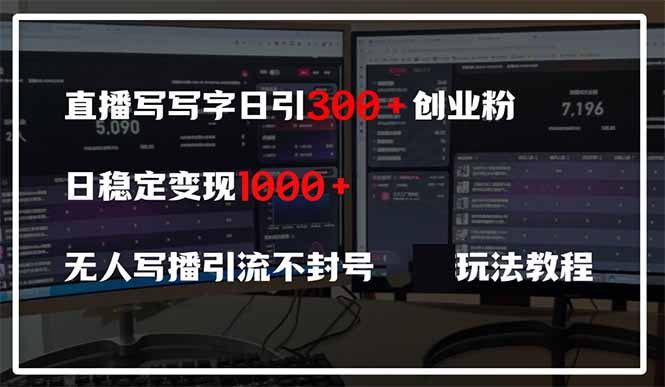 直播写写字日引300+创业粉，日稳定变现600+无人写播引流不封号，玩法教程-网创之家