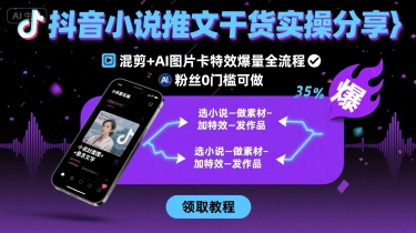 抖音小说推文干货实操分享，混剪+AI图片卡特效爆量全流程，0粉丝0门槛可做-网创之家