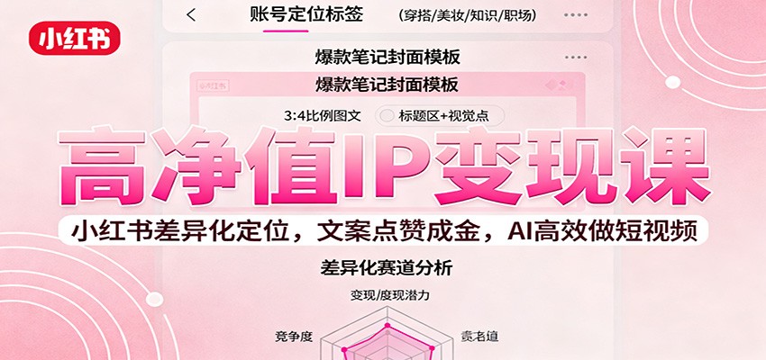 高净值IP变现课：小红书差异化定位，文案点赞成金， AI高效做短视频-网创之家