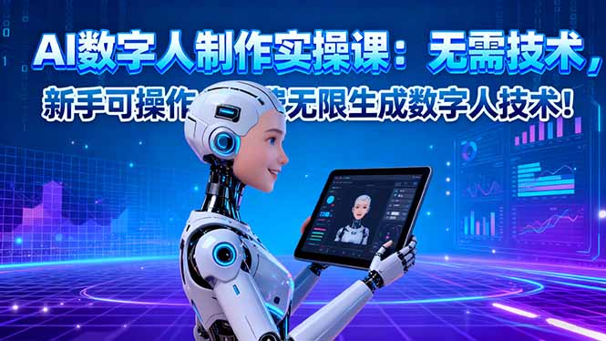 AI数字人制作实操课：无需技术，新手可操作，免费无限生成数字人技术！-网创之家